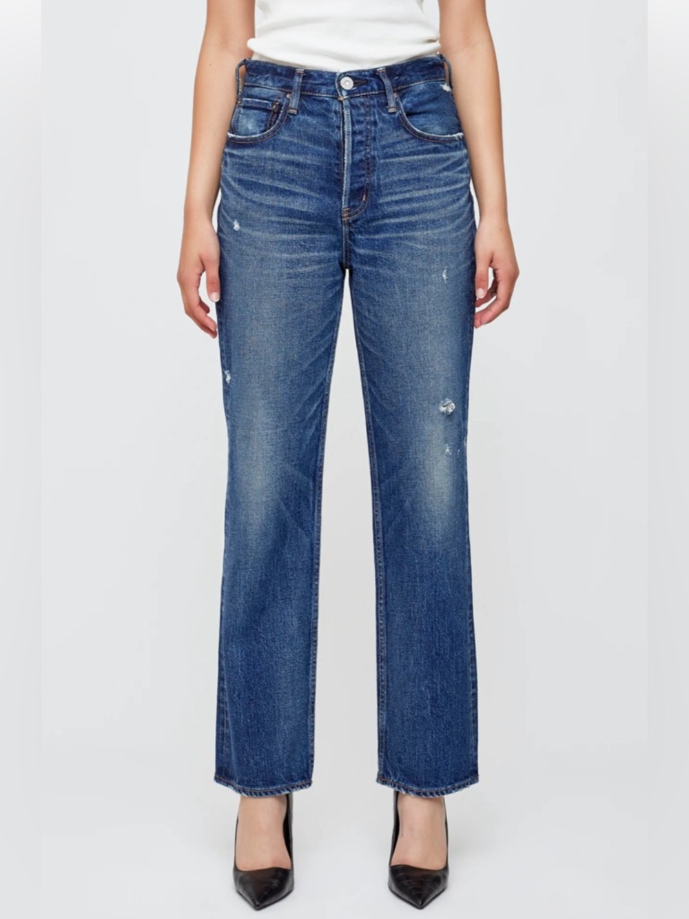 NWOT Moussy Jeans Welaka HOWA High Rise wide straight fit Selvedge Sz 27